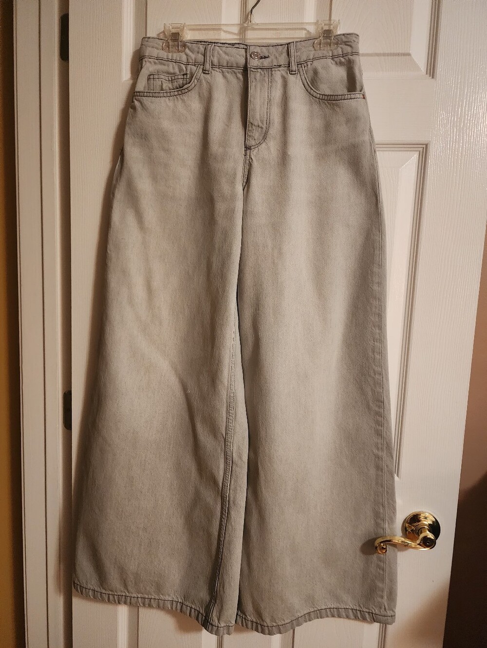 Zara Light Gray Wide-Leg Jeans
